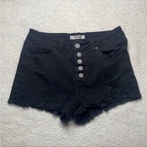Refuge Black Distressed Jean shorts Size 6 Black Button Fly